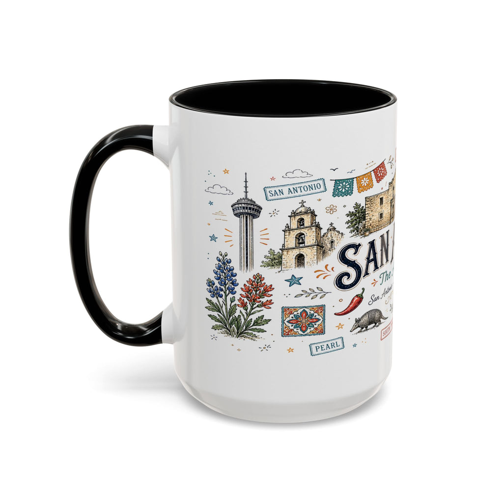 San Antonio Coffee Mug | Texas Souvenir City Gift | Accent Color Ceramic 11oz 15oz
