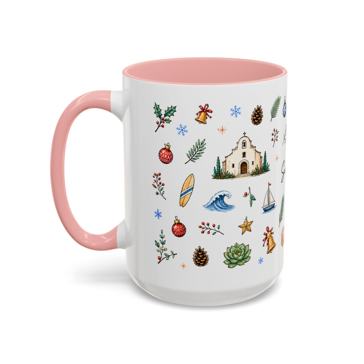 San Diego Christmas Mug | Watercolor City Souvenir, Holiday Travel Gift (11oz/15oz)