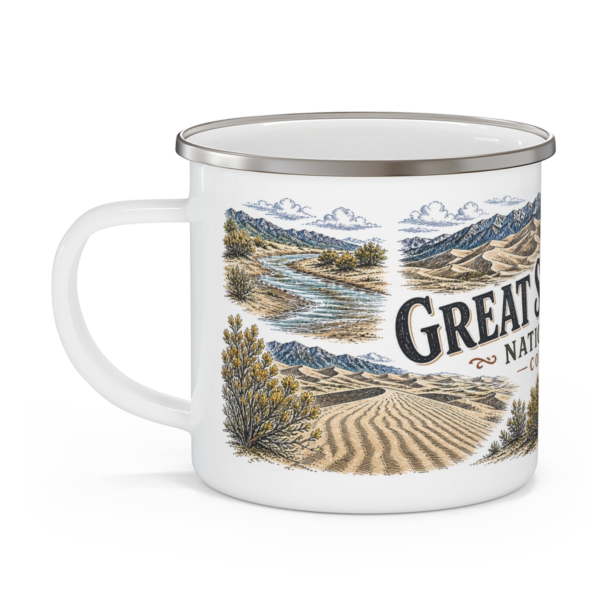 Great Sand Dunes National Park Vintage Enamel Camping Mug | 12oz National Park Hiking Gift