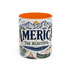 America the Beautiful Coffee Mug | Patriotic USA Gift | Accent Color Ceramic 11oz 15oz