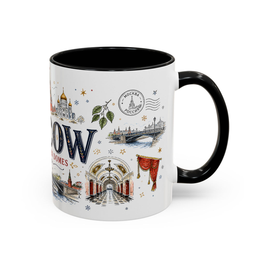 Moscow Coffee Mug | Russia Souvenir Travel Gift | Accent Color Ceramic 11oz 15oz