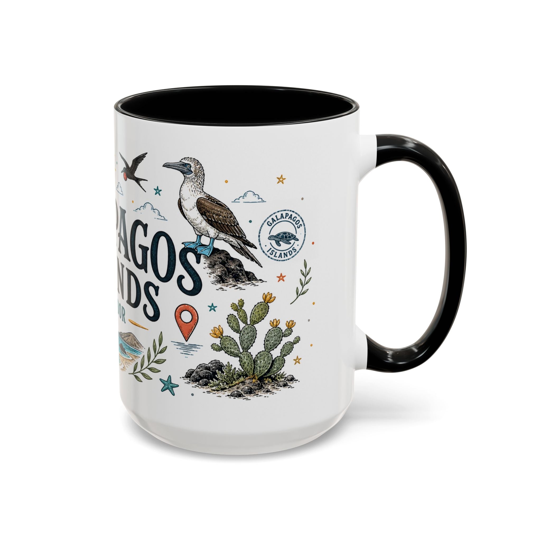 Galapagos Islands Coffee Mug | Travel Destination Souvenir Gift | Accent Color Ceramic 11oz 15oz