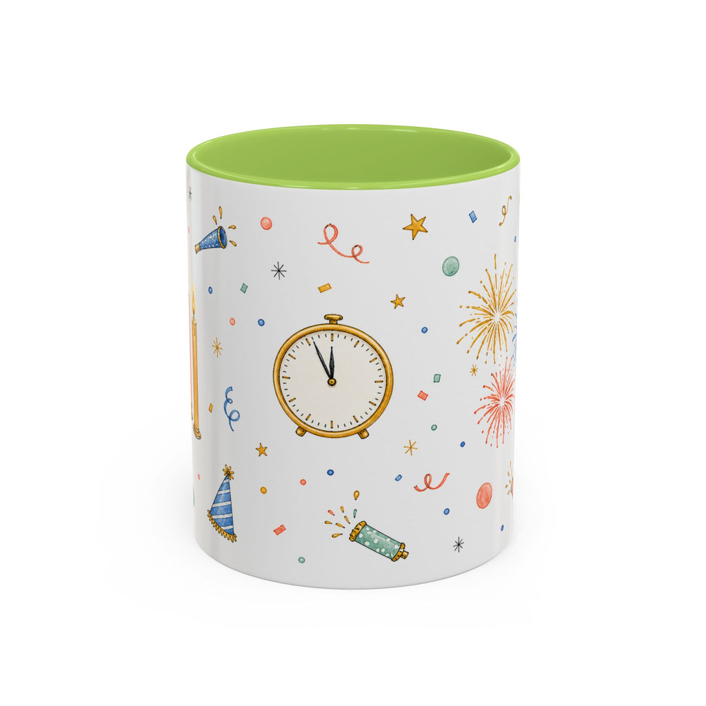 New Year Midnight Mug | Candle Firework Watercolor Party Gift | Accent Cup 11oz 15oz