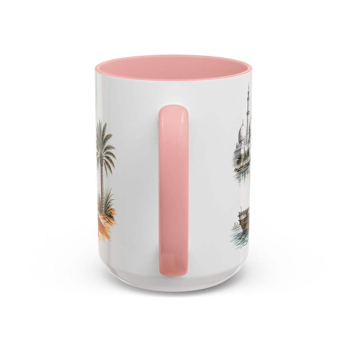 Abu Dhabi Coffee Mug | United Arab Emirates Travel Souvenir | Vintage Illustrated City Gift | 11 oz 15 oz Accent Mug