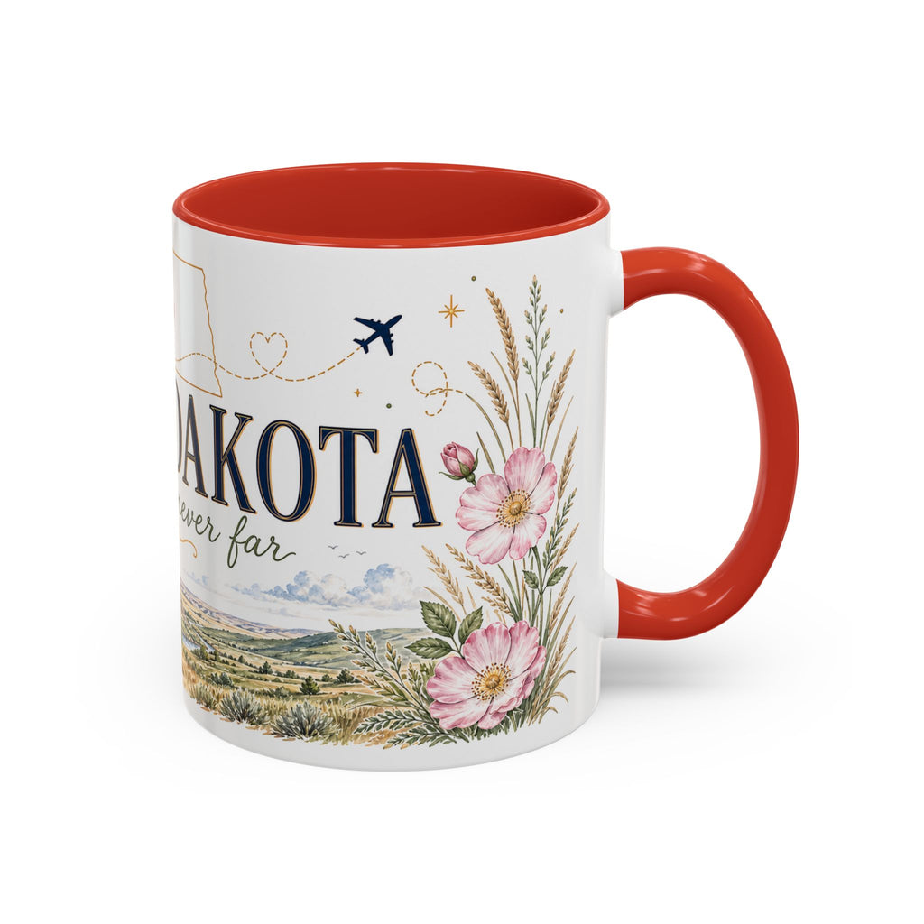 North Dakota State Map Mug | Prairie Rose Botanical Accent Coffee Cup