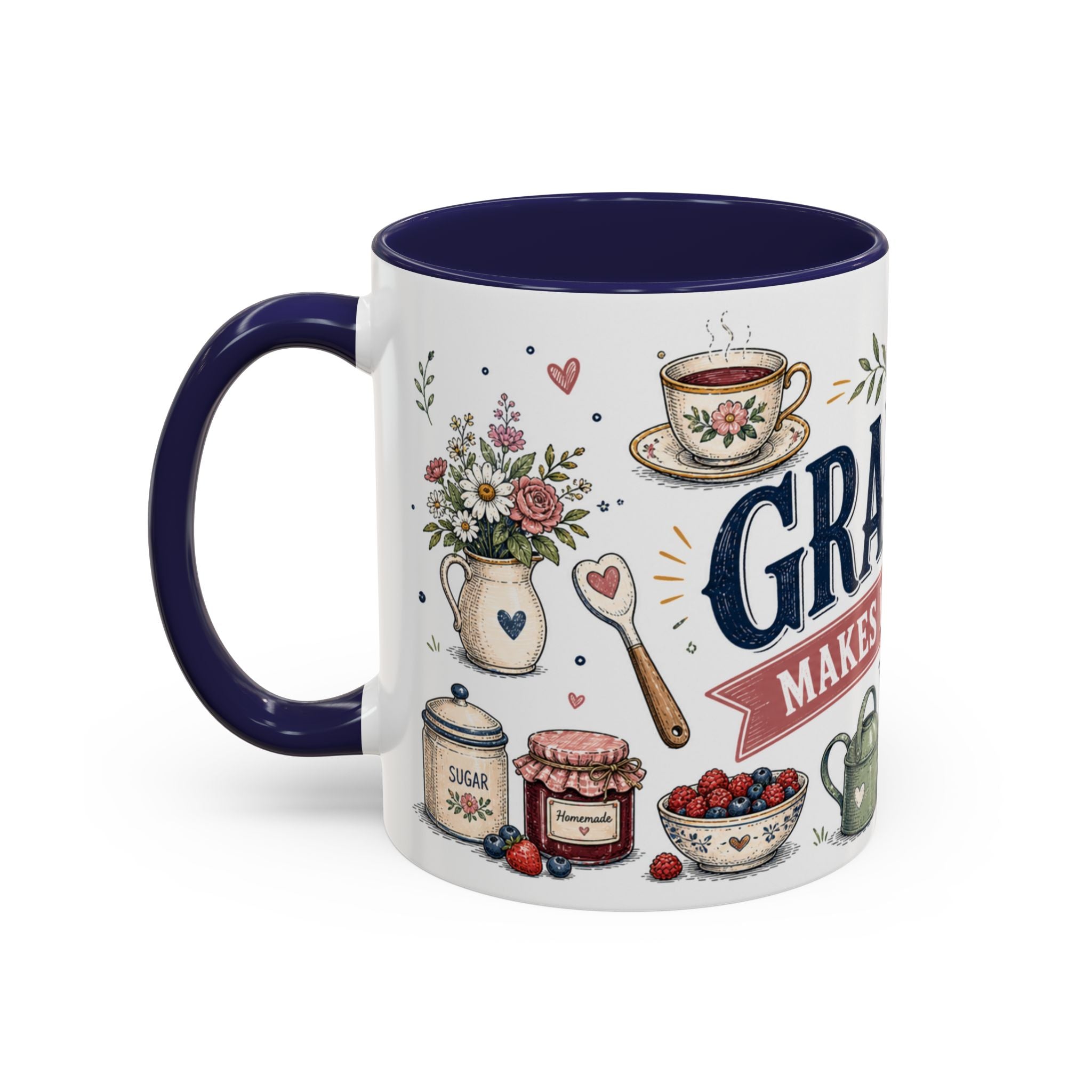 Grandma Makes Life Sweeter Coffee Mug | Gift From Grandkids | Accent Color Ceramic 11oz 15oz