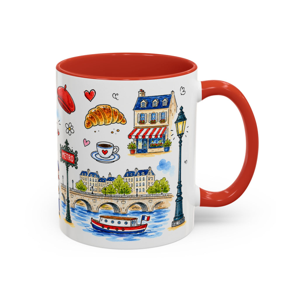 Paris Travel Mug | European City Souvenir Accent Coffee Mug | 11oz 15oz Ceramic Cup