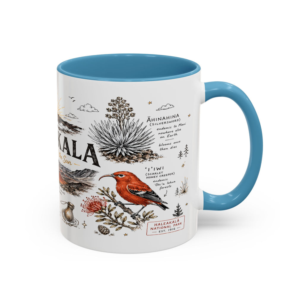 Haleakala National Park Coffee Mug | Hawaii Maui Sunrise Crater Gift | Accent Color Ceramic 11oz 15oz