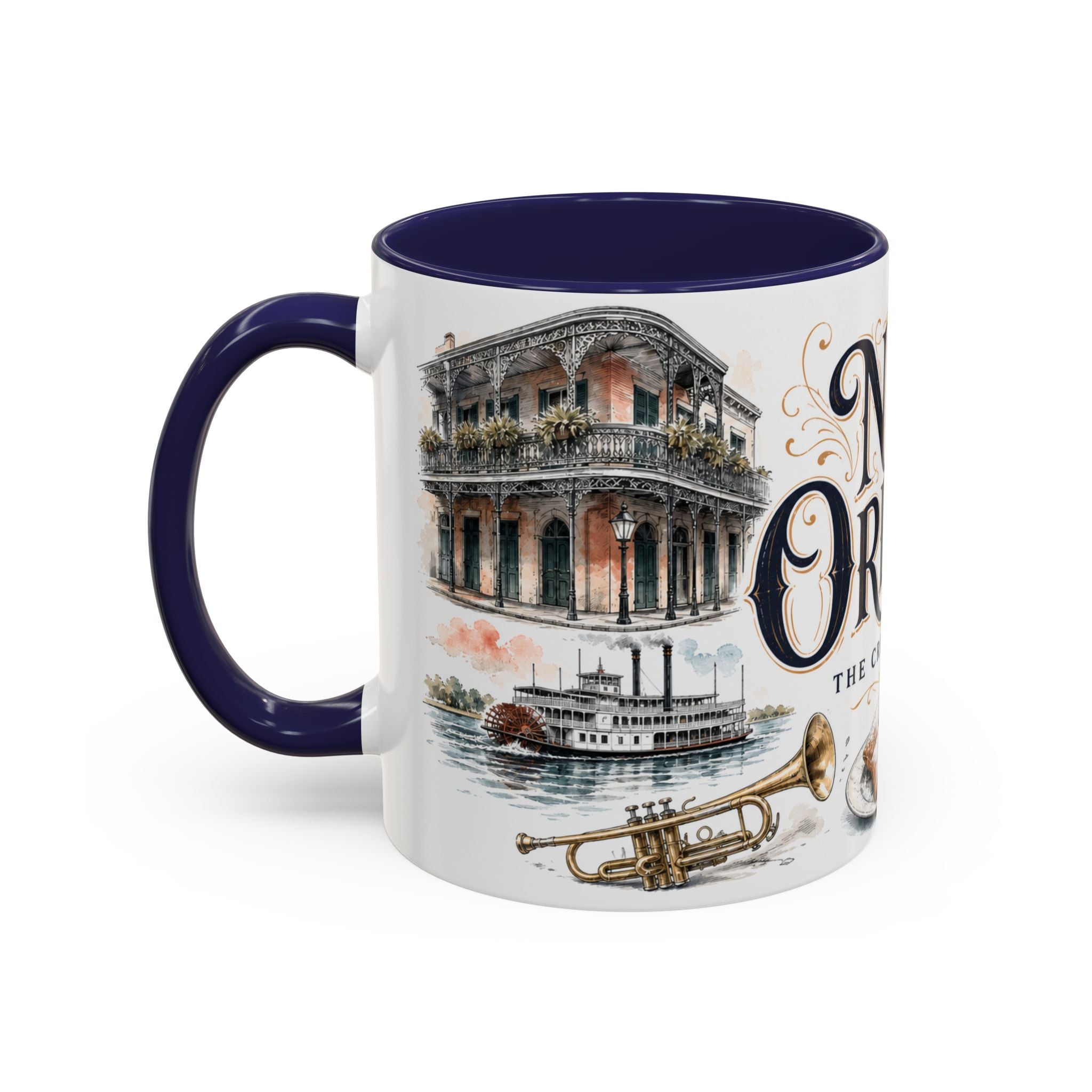 New Orleans Coffee Mug | United States Travel Souvenir | Vintage Illustrated City Gift | 11 oz 15 oz Accent Mug