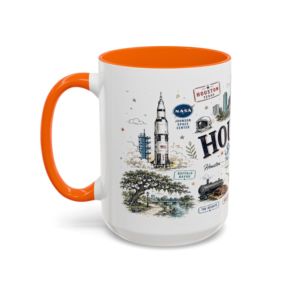 Houston Coffee Mug | Texas Souvenir City Gift | Accent Color Ceramic 11oz 15oz