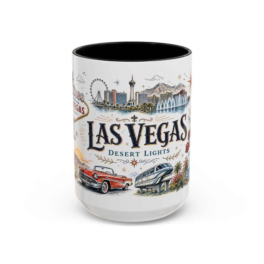 Las Vegas Coffee Mug | United States Travel Souvenir | Vintage Illustrated City Gift | 11 oz 15 oz Accent Mug