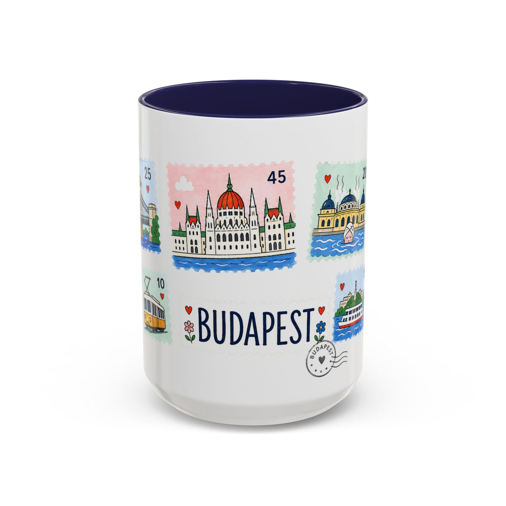 Budapest Coffee Mug | Postage Stamp Collage Mug | Travel Souvenir Accent Cup 11oz 15oz