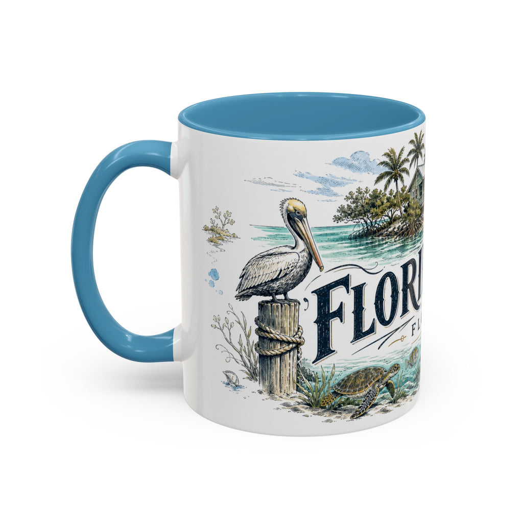 Florida Keys Mug, Florida Travel Souvenir, Bucket List Gift, Accent Ceramic Coffee Mug 11oz 15oz