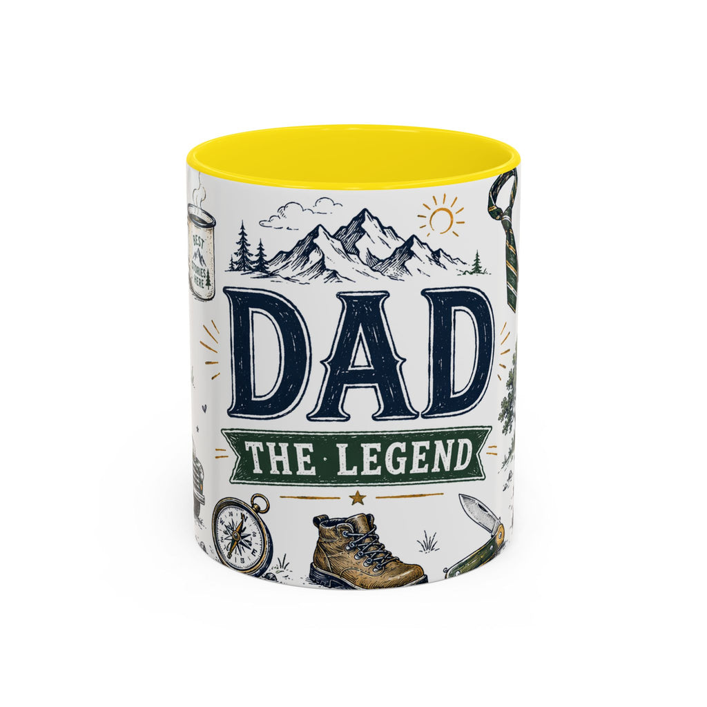 Dad The Legend Coffee Mug | Father's Day Gift for Dad | Accent Color Ceramic 11oz 15oz