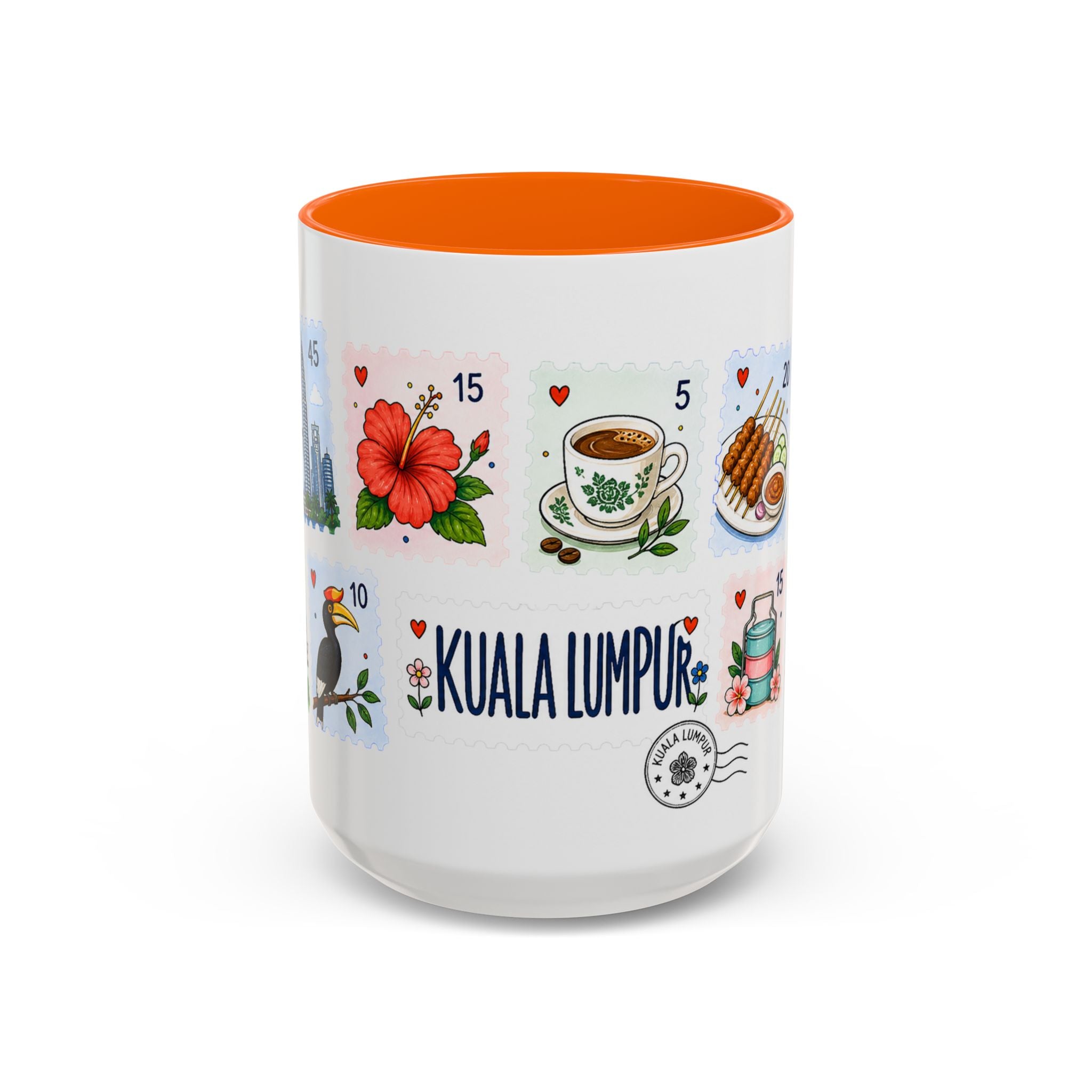 Kuala Lumpur Coffee Mug | Postage Stamp Collage Mug | Travel Souvenir Accent Cup 11oz 15oz
