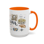 Barcelona Coffee Mug | Spain Souvenir Travel Gift | Accent Color Ceramic 11oz 15oz