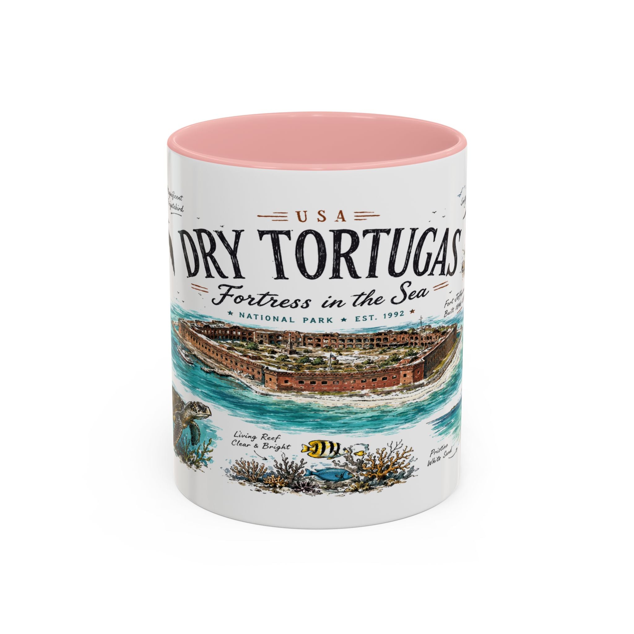 Dry Tortugas National Park Coffee Mug | Florida Island Fort Snorkeling Gift | Accent Color Ceramic 11oz 15oz