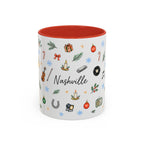 Nashville Christmas Mug | Watercolor City Souvenir, Acoustic Guitar, Harmonica (11oz 15oz)