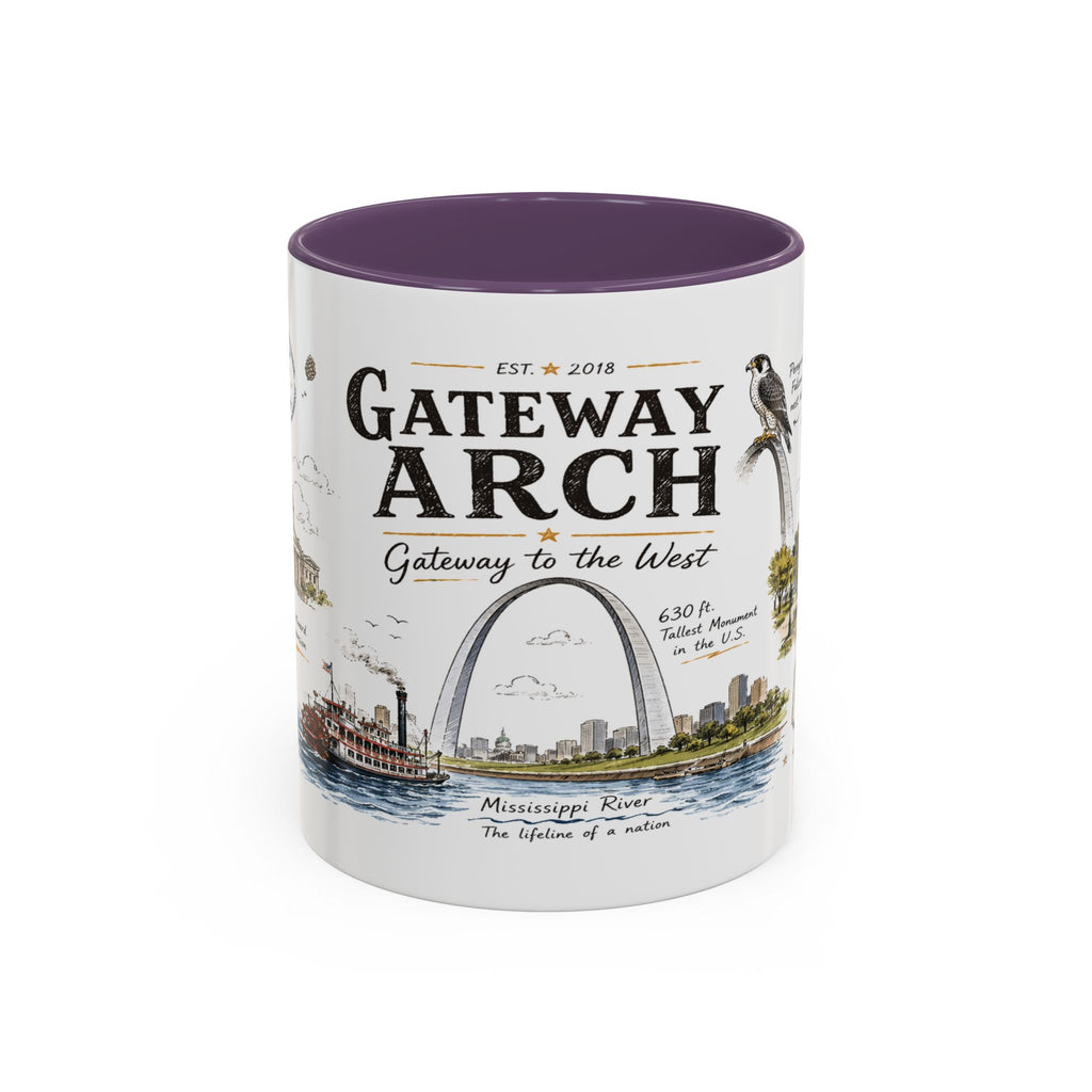 Gateway Arch National Park Coffee Mug | Missouri St. Louis Landmark Gift | Accent Color Ceramic 11oz 15oz