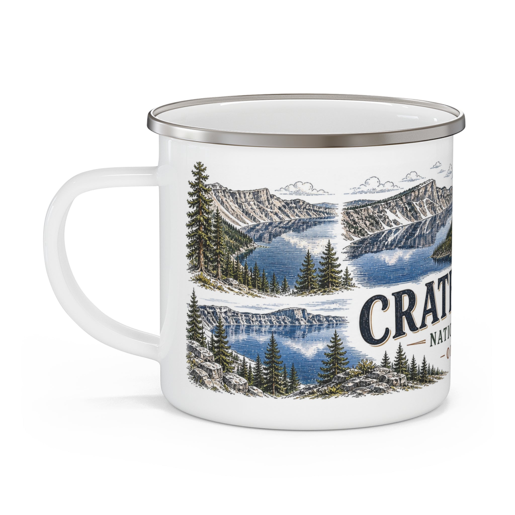 Crater Lake National Park Vintage Enamel Camping Mug | 12oz National Park Hiking Gift
