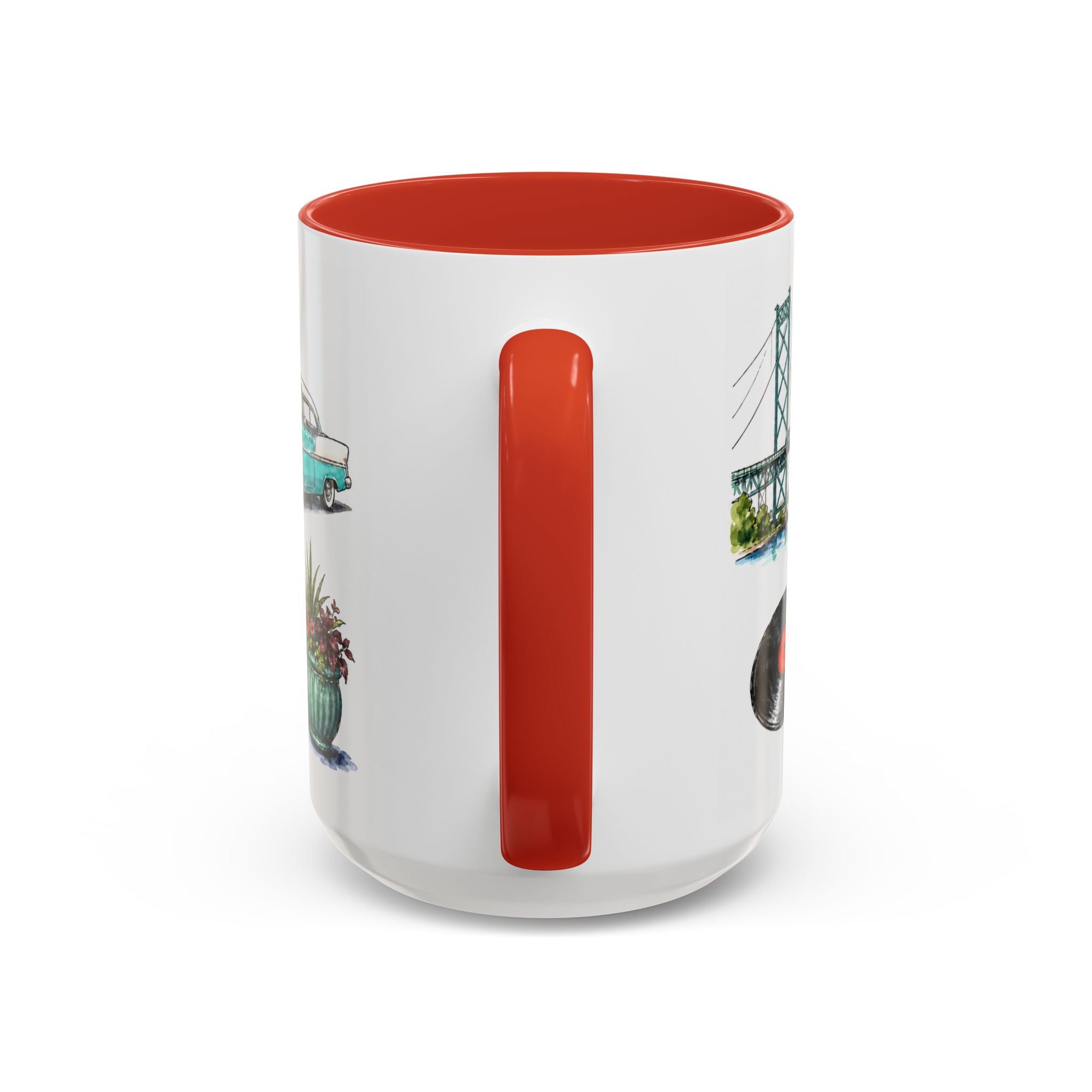 Detroit Illustrated Travel Mug | City Souvenir Accent Coffee Mug | 11oz 15oz Ceramic Cup