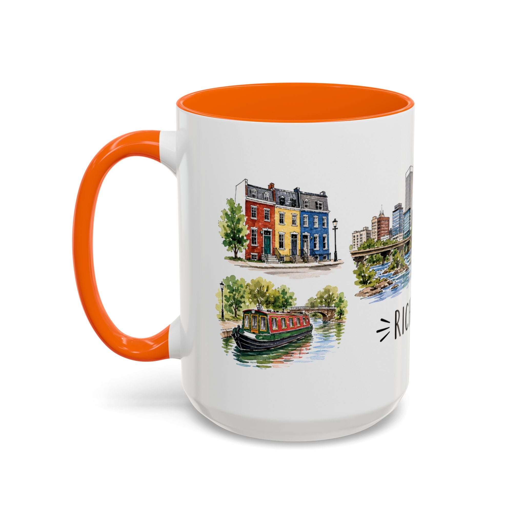 Richmond Illustrated Travel Mug | City Souvenir Accent Coffee Mug | 11oz 15oz Ceramic Cup