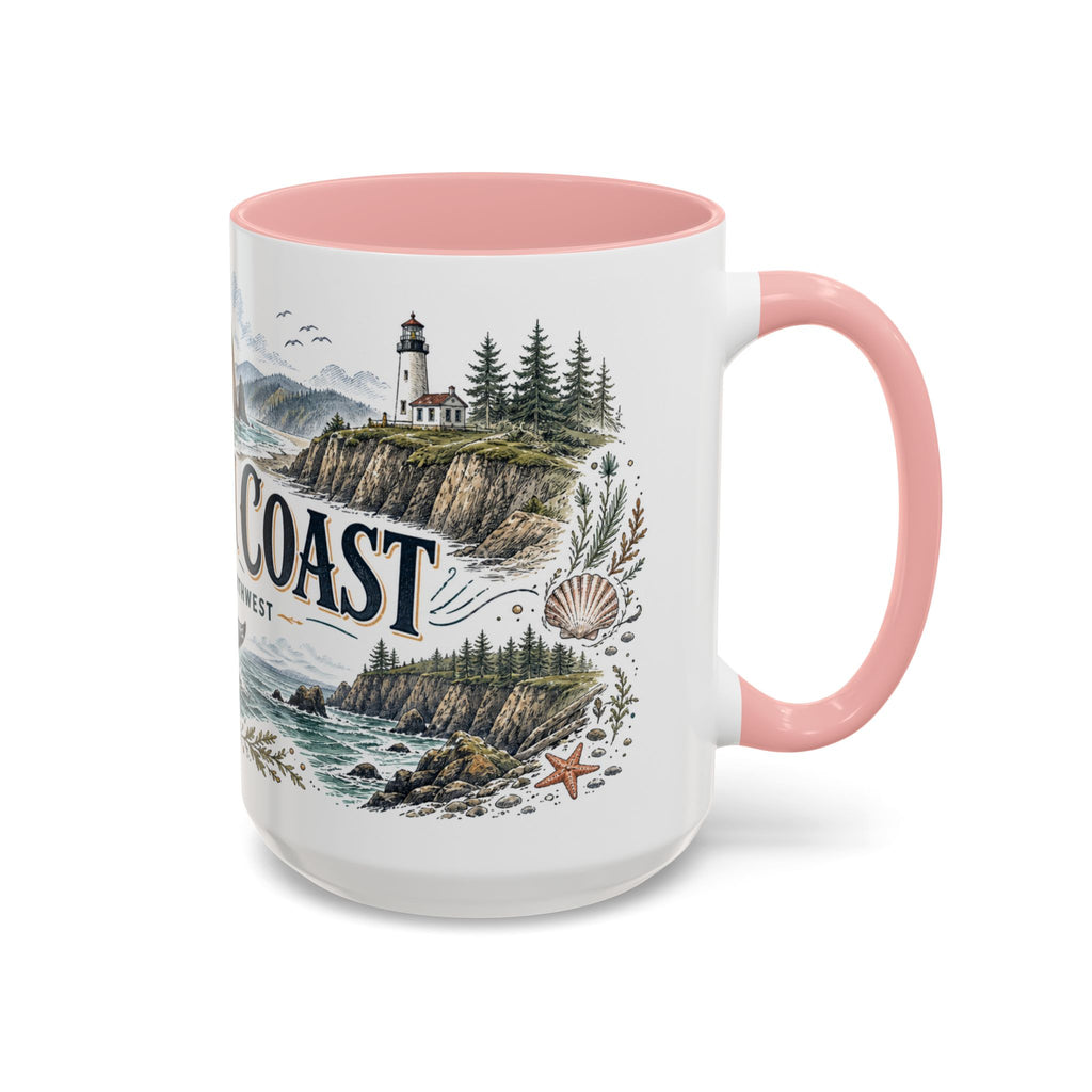 Oregon Coast Mug, Pacific Northwest Travel Souvenir, Bucket List Gift, Accent Ceramic Coffee Mug 11oz 15oz