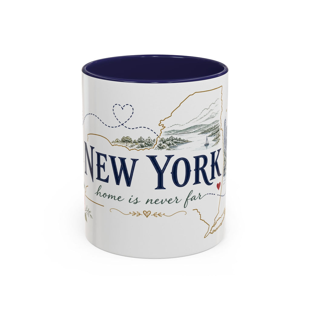 New York State Map Mug | Botanical Rose Accents, Long Distance Friendship Gift
