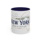 New York State Map Mug | Botanical Rose Accents, Long Distance Friendship Gift