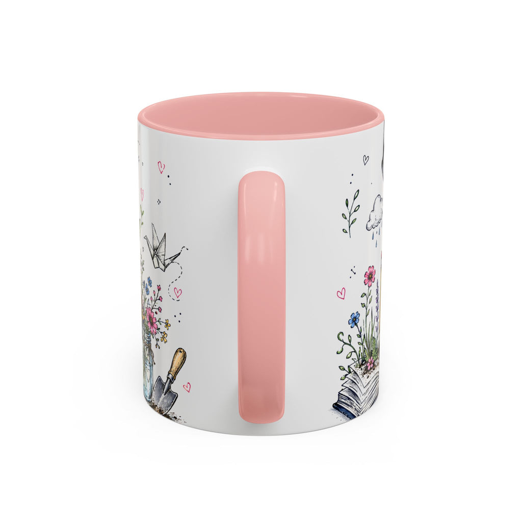 Thank You Teacher Coffee Mug | For Helping Me Grow Appreciation Gift | Accent Color Ceramic 11oz 15oz