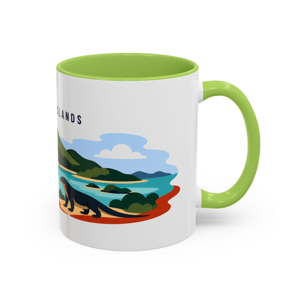 Komodo Islands Coffee Mug | Travel Destination Souvenir Gift | Accent Color Ceramic 11oz 15oz