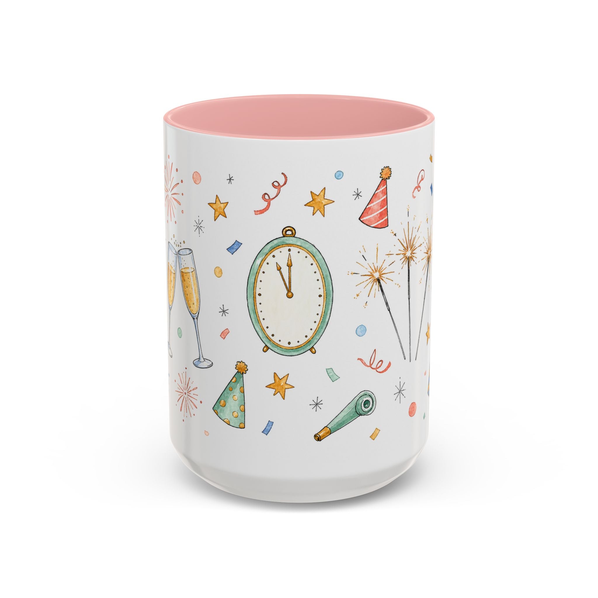 New Year Sparkler Mug | Champagne Toast Watercolor Party Gift | Accent Cup 11oz 15oz