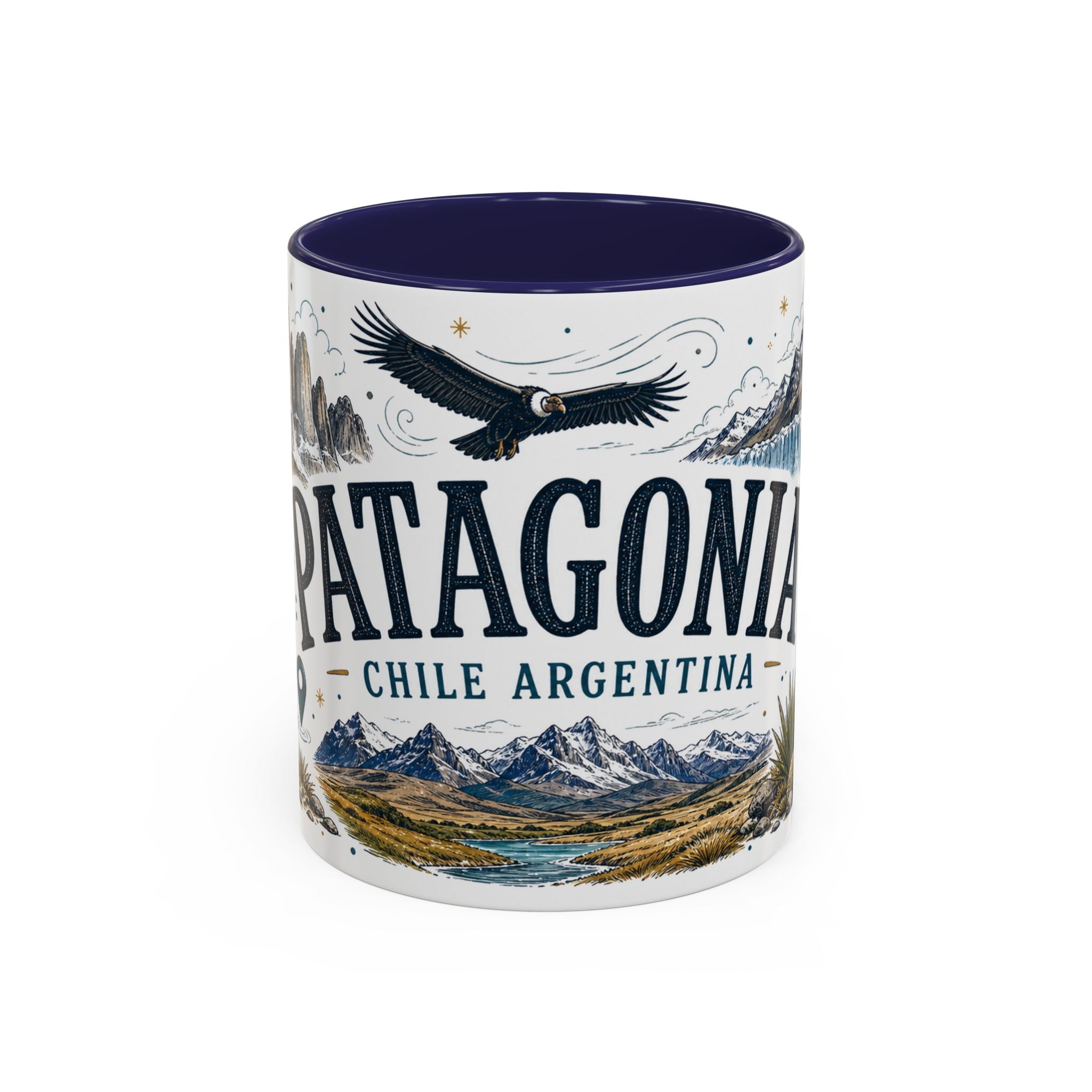 Patagonia Coffee Mug | Travel Destination Souvenir Gift | Accent Color Ceramic 11oz 15oz