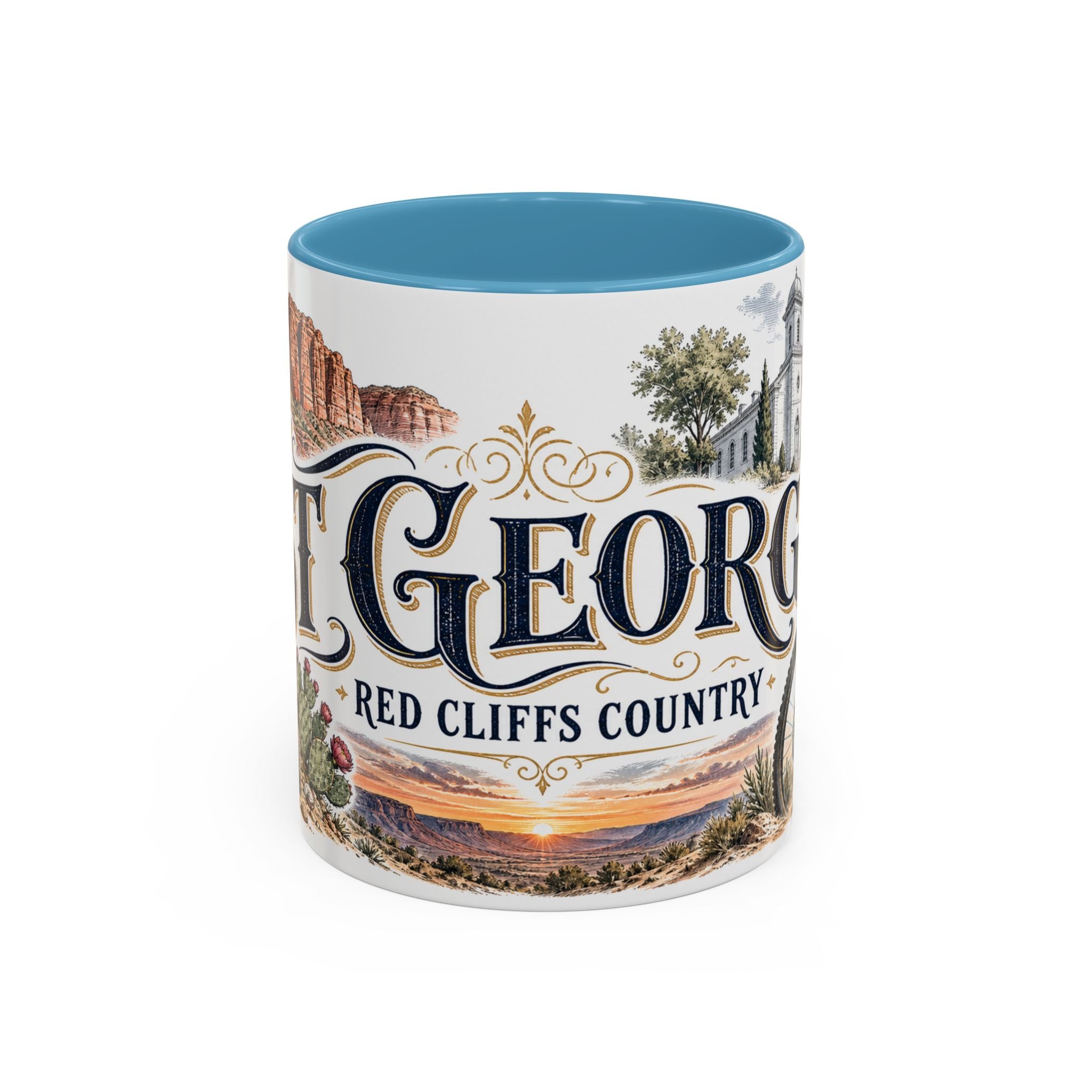 St George Coffee Mug | United States Travel Souvenir | Vintage Illustrated City Gift | 11 oz 15 oz Accent Mug