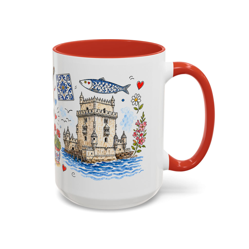 Lisbon Travel Mug | European City Souvenir Accent Coffee Mug | 11oz 15oz Ceramic Cup