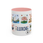 Luxor Coffee Mug | Postage Stamp Collage Mug | Travel Souvenir Accent Cup 11oz 15oz