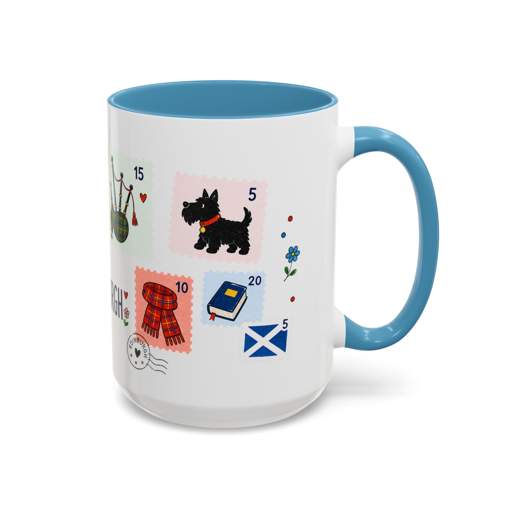 Edinburgh Coffee Mug | Postage Stamp Collage Mug | Travel Souvenir Accent Cup 11oz 15oz