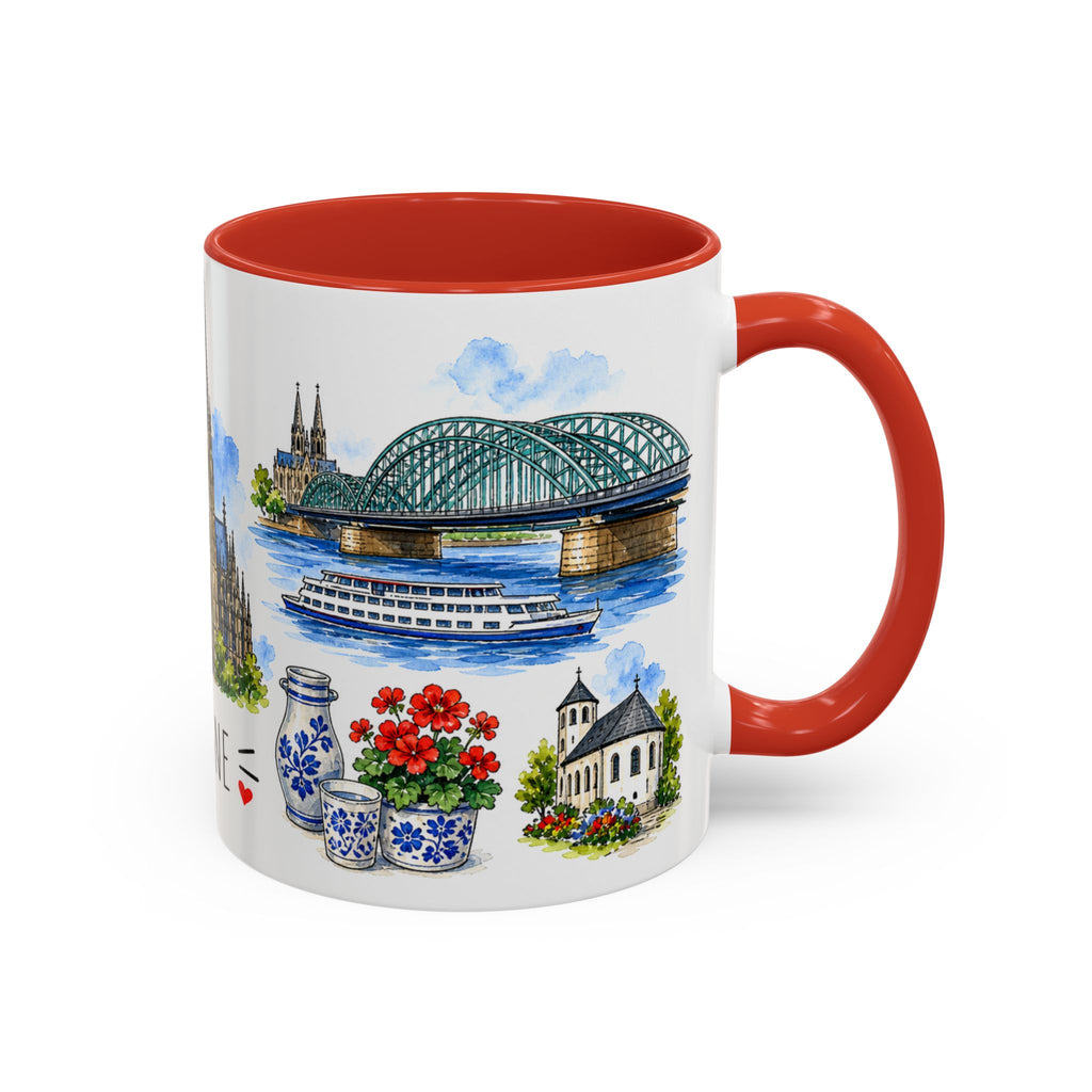 Cologne Illustrated Travel Mug | City Souvenir Accent Coffee Mug | 11oz 15oz Ceramic Cup
