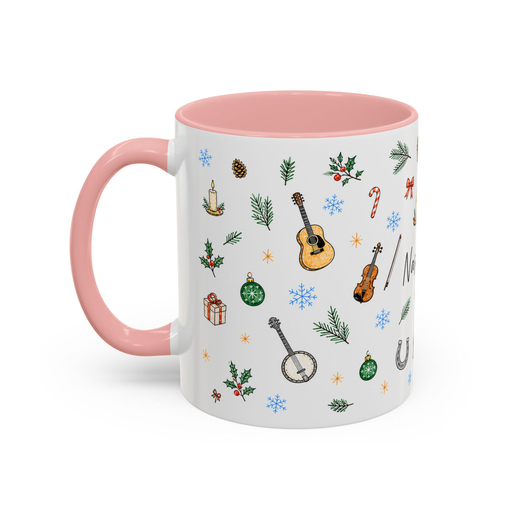 Nashville Christmas Mug | Watercolor City Souvenir, Acoustic Guitar, Harmonica (11oz 15oz)