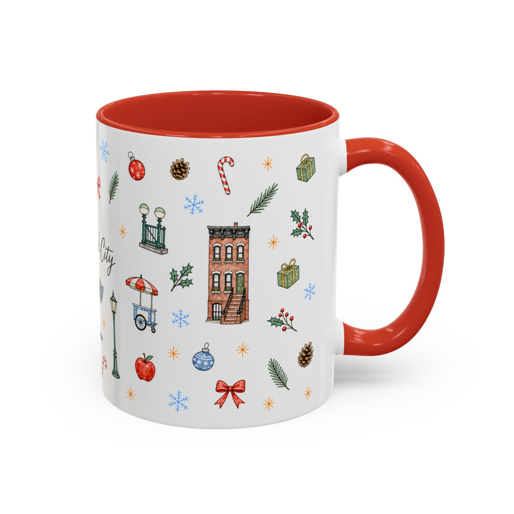 New York City Christmas Mug | Watercolor City Souvenir | Ceramic Coffee Cup