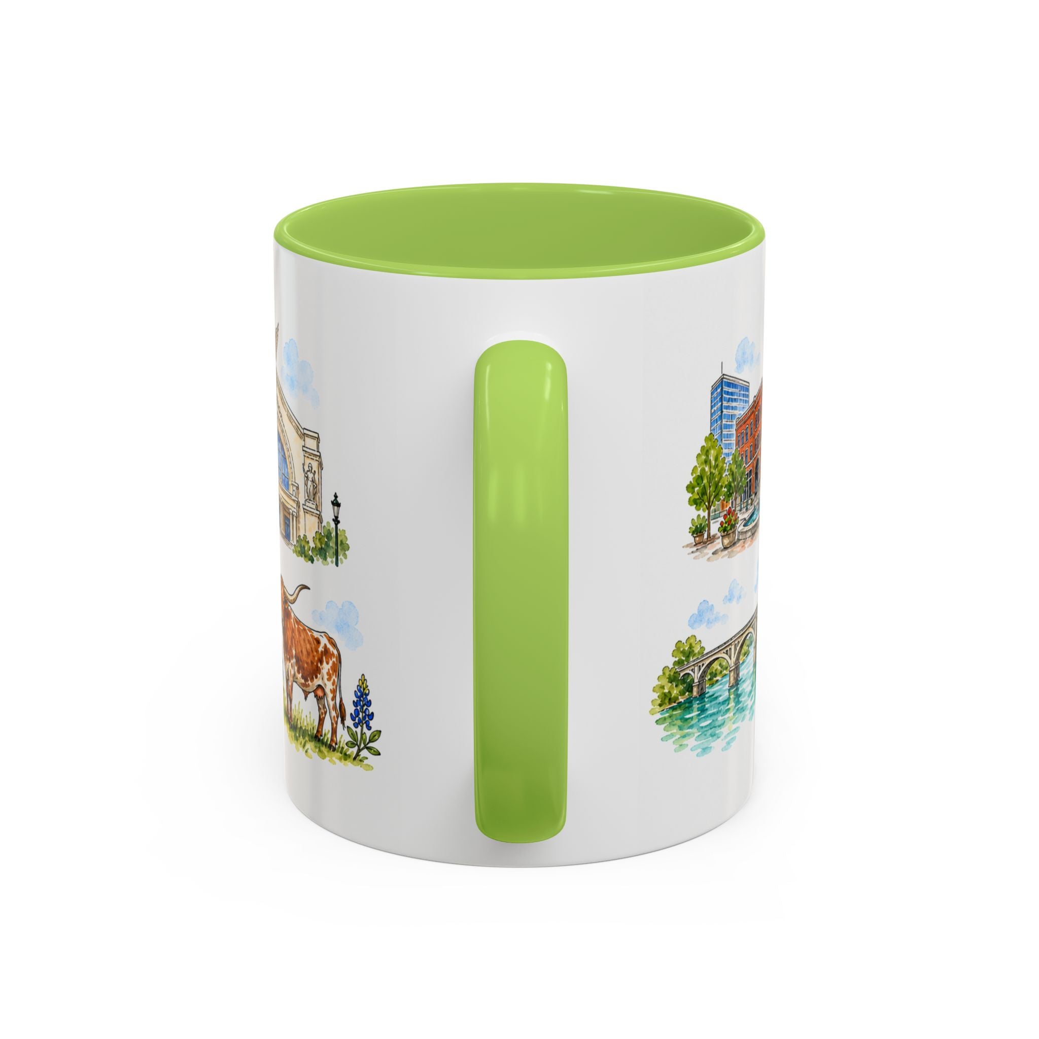 Fort Worth Illustrated Travel Mug | City Souvenir Accent Coffee Mug | 11oz 15oz Ceramic Cup