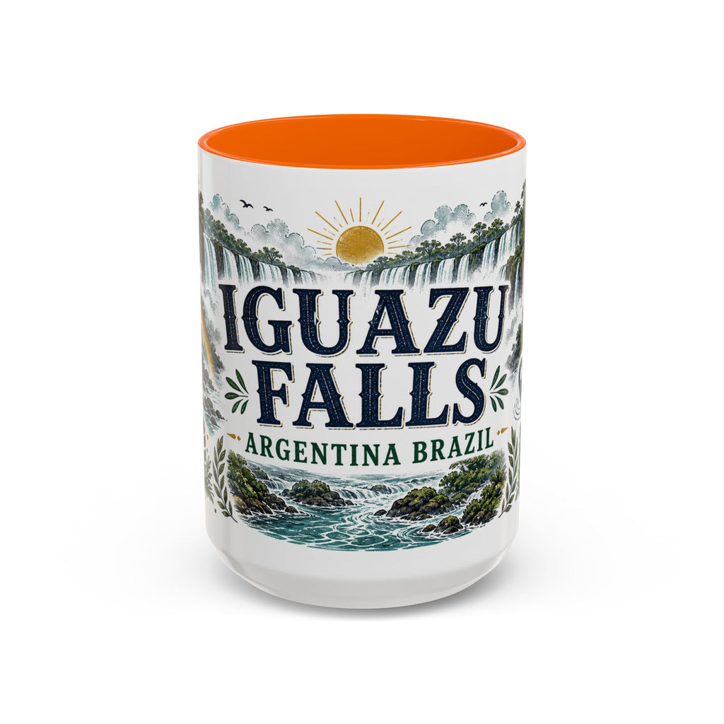 Iguazu Falls Coffee Mug | Travel Destination Souvenir Gift | Accent Color Ceramic 11oz 15oz