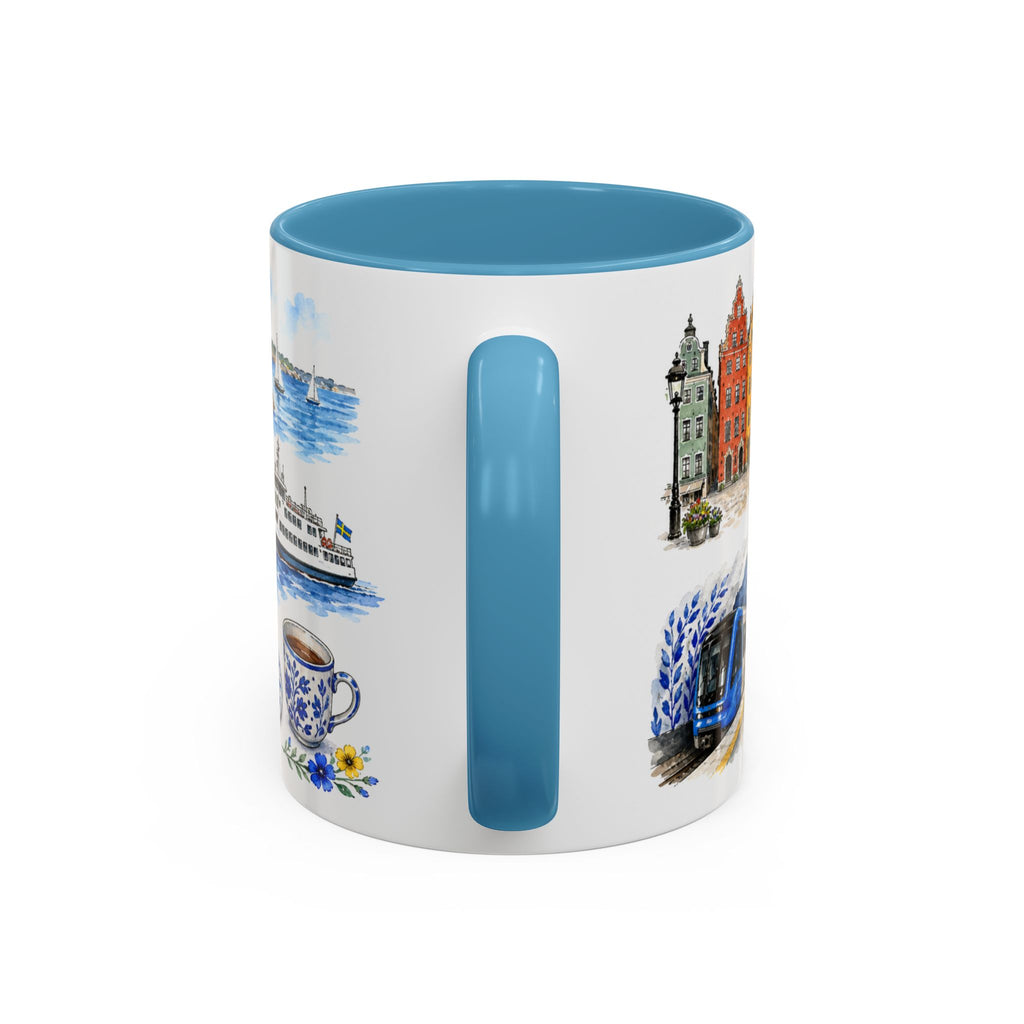 Stockholm Illustrated Travel Mug | City Souvenir Accent Coffee Mug | 11oz 15oz Ceramic Cup