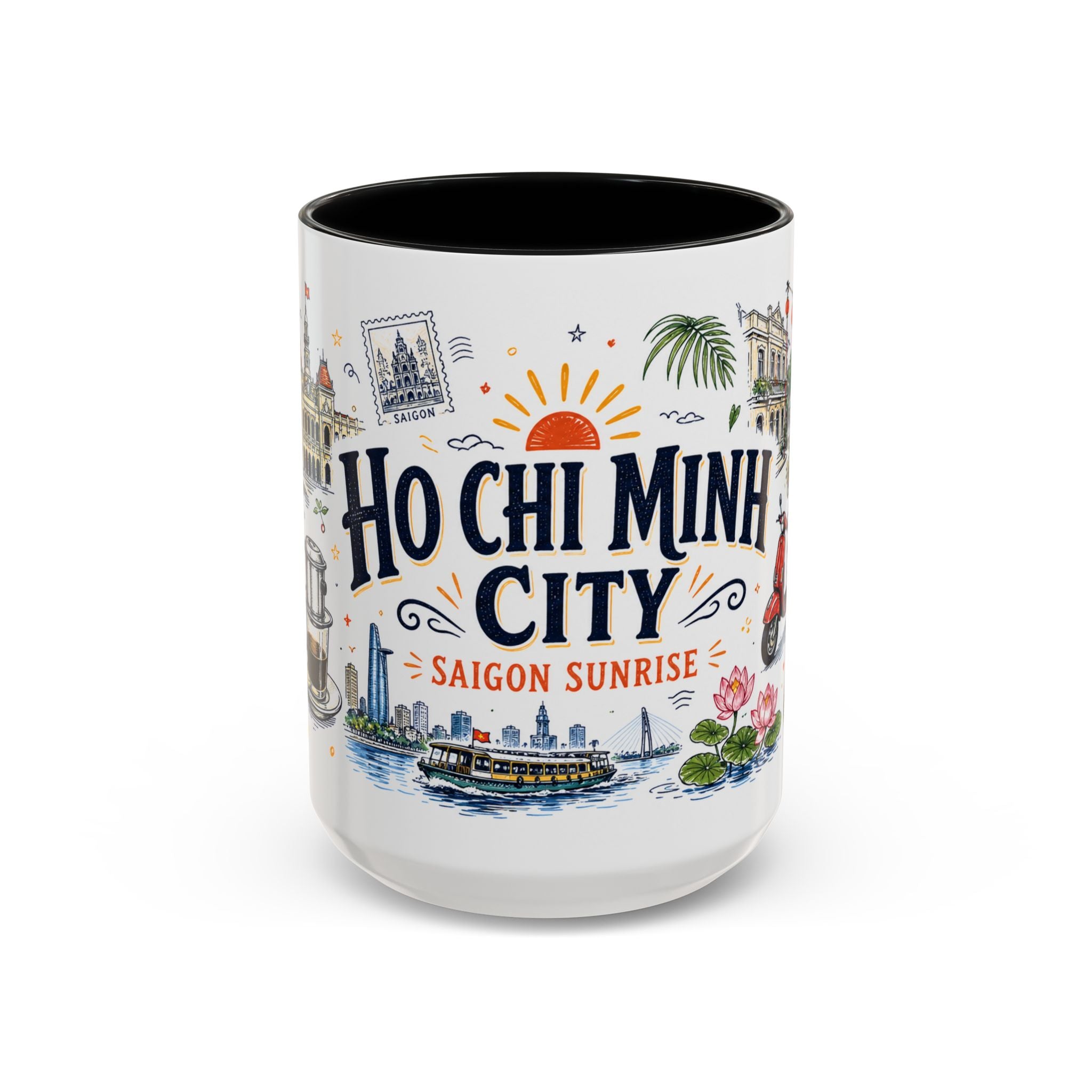Ho Chi Minh City Coffee Mug | Vietnam Souvenir Travel Gift | Accent Color Ceramic 11oz 15oz
