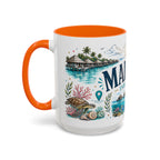 Maldives Coffee Mug | Travel Destination Souvenir Gift | Accent Color Ceramic 11oz 15oz