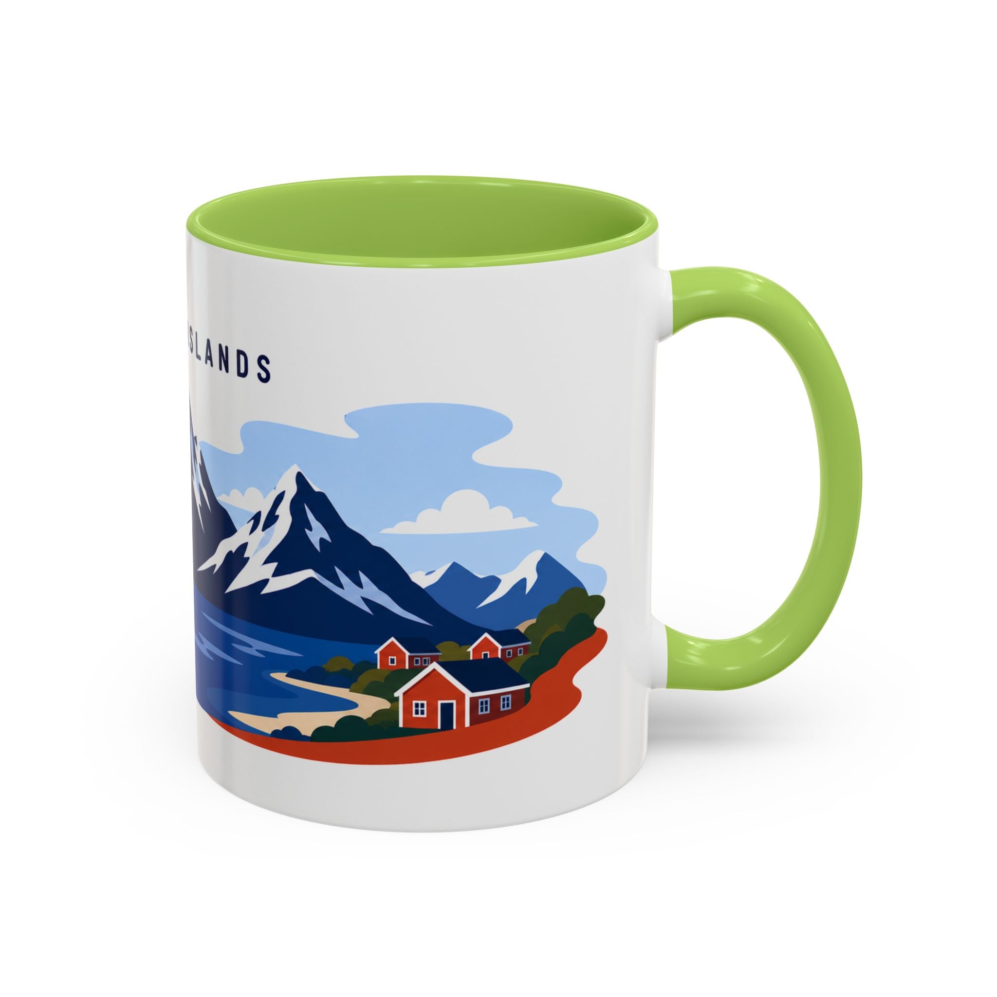 Lofoten Islands Coffee Mug | Travel Destination Souvenir Gift | Accent Color Ceramic 11oz 15oz