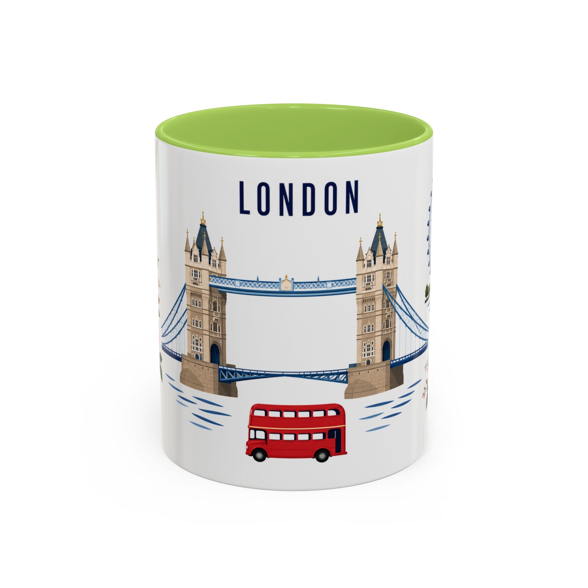London Coffee Mug | United Kingdom Travel Souvenir | Porcelain Decal City Gift | 11oz 15oz Accent Mug