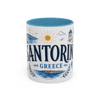 Santorini Coffee Mug | Travel Destination Souvenir Gift | Accent Color Ceramic 11oz 15oz