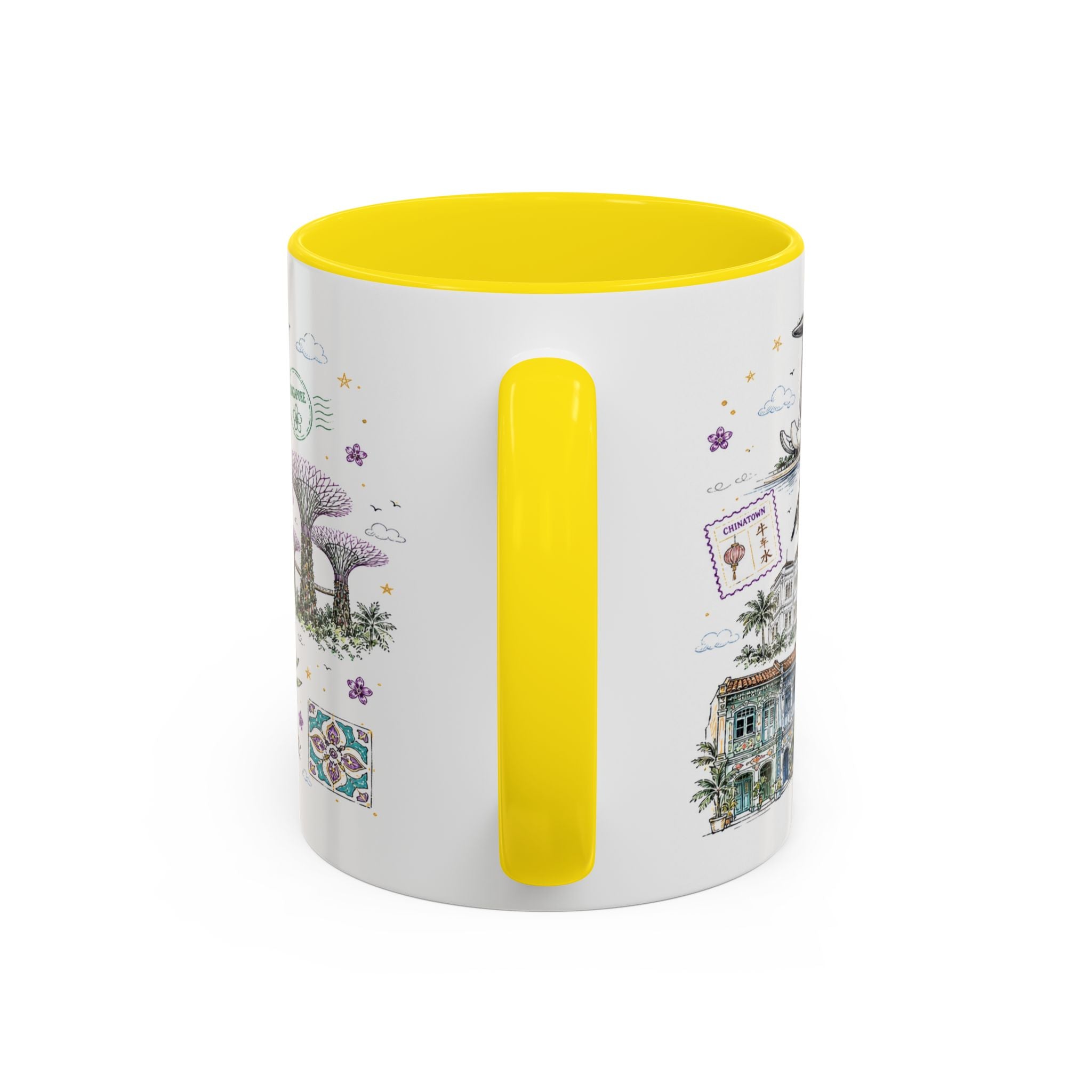 Singapore Coffee Mug | Asia Souvenir Travel Gift | Accent Color Ceramic 11oz 15oz