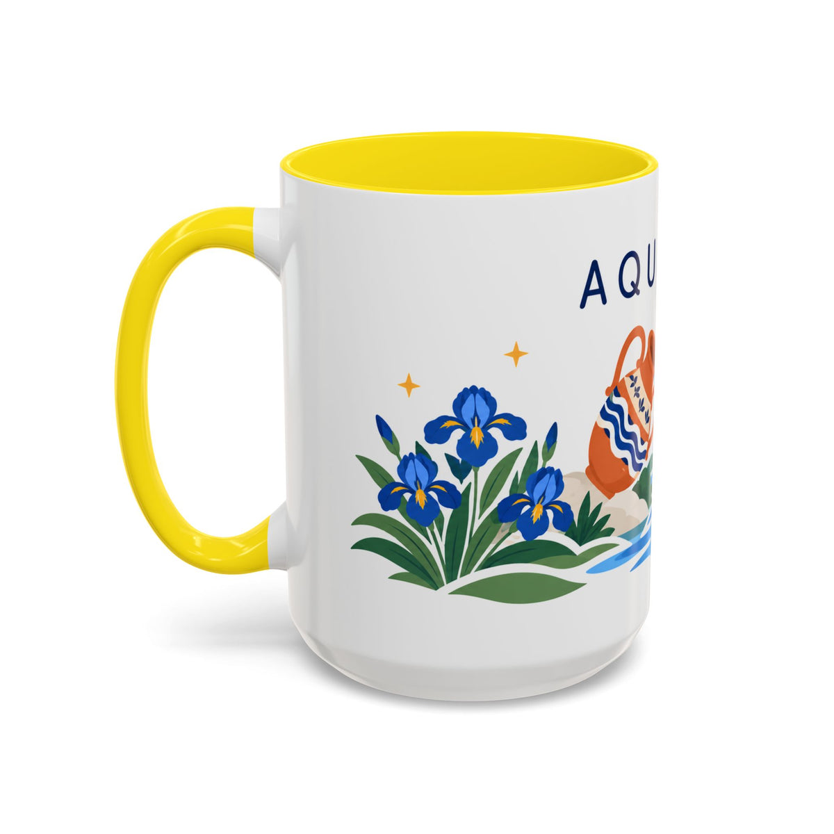 Aquarius Zodiac Coffee Mug | Water Bearer Design | Astrology Birthday Gift | 11 oz 15 oz Ceramic Accent Mug
